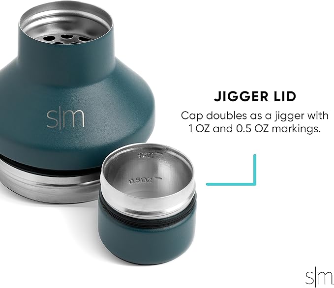 Simple Modern Cocktail Shaker Gift Set with Jigger Lid | Insulated Boston Martini Mixer Stainless Steel Christmas Gifts for Men Women | Compatible with Classic Tumbler Collection | Midnight Black