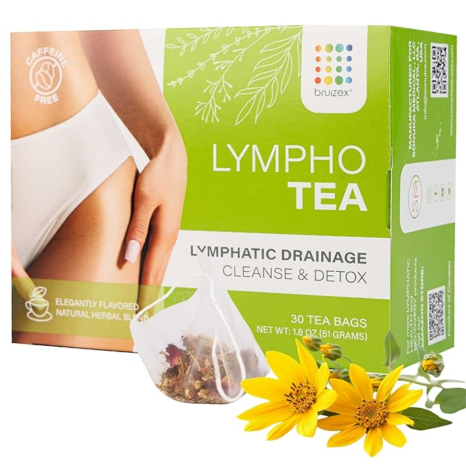 Bruizex Lymphatic Natural Herbal Tea, Lymphatic Drainage, Ginger Blend for Lymphatic System Health, Post Surgery Recovery Liposuction, BBL, Tummy Tuck, Lipedema & Lymphedema, 30-Pack