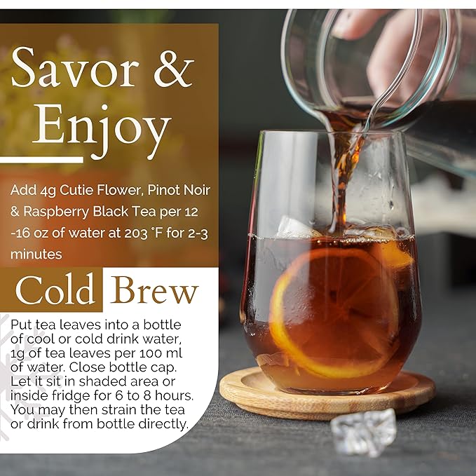Organic Hibiscus Pinot Noir & Raspberry Black Tea I POWERFUL ANTIOXIDANTS I 12 Oz Berry Fruit Black Tea (150+ Cups) I 100% Real Ingredients | T SECRETEA, Cutie