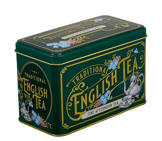 Vintage Victorian Bottle Green Tea Tin with 40 English Afternoon Teabags