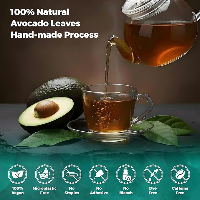 USA Fresh Avocado Leaf Tea – 100% Pure Wild-Harvested Herbal Loose-Leaf Tea, Caffeine-Free, No Additives, Natural Aroma, Grown and Packed in the USA (40 Leaves)
