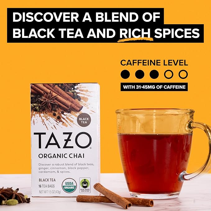 TAZO Tea Bags, Regenerative: Chai Organic Black Tea, & Organic Earl Grey 16CT (2ea) (Variety Pack)