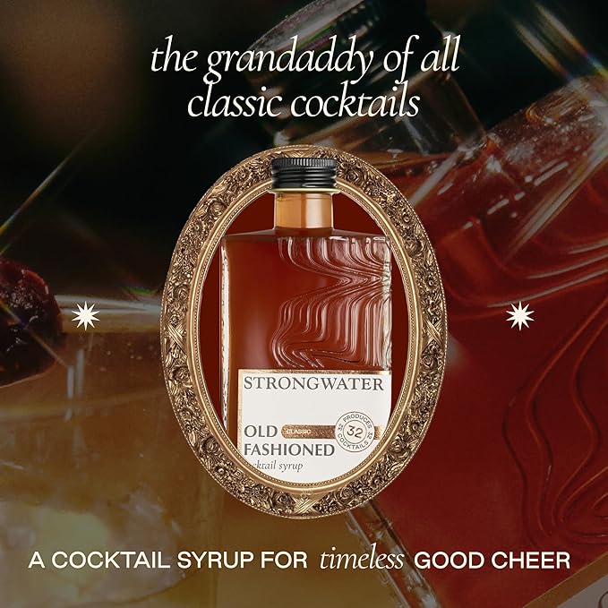 Strongwater Old Fashioned Mix - Makes 64 Cocktails - Handcrafted Old Fashioned Syrup with Bitters, Orange, Cherry, Organic Demerara Sugar - Craft Cocktail Mixer, Just Mix with Bourbon,Whiskey - 2 Pack