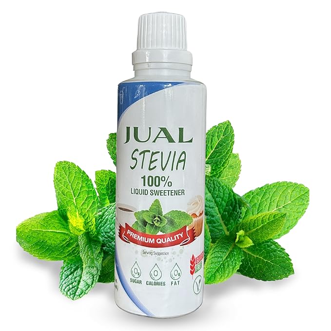 JUAL Natural Liquid Stevia Sweetener with Sucralose – 4.22 Fl Oz – Zero Calorie, Sugar-Free, Low Carb – Stevia Drops for Coffee, Tea & Baking
