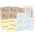 Sugar and Sweetener Assortment Packets with Wooden Coffee Stirrers 300 Count Premium Sugar for Home, Office, Coffee Bar Gift
