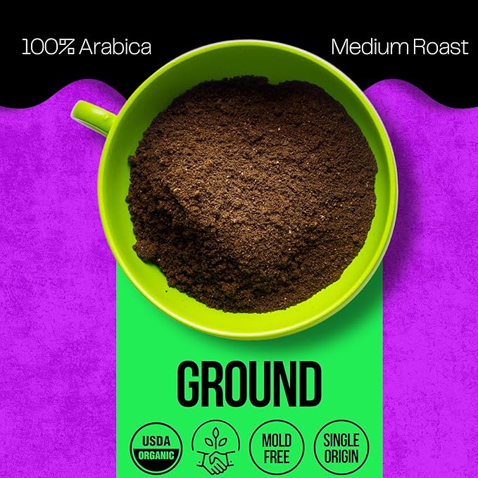 Mold Free Pure Health Coffee - Organic Fair Trade Specialty Grade Low Acid Clean Coffee 12oz (Ground)
