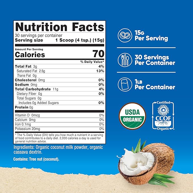 Nutricost Organic Coconut Milk Powder 1LB - Non-GMO, Certified Organic Coconut Milk Powder
