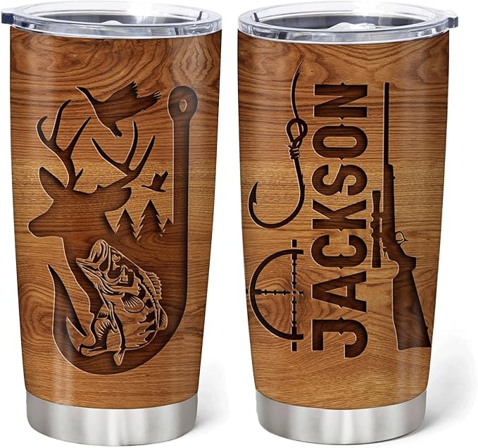 Hyturtle Personalized Hunting Gifts For Men - Deer Hunting Tumbler 20Oz Travel Coffee Mug Stainless Steel- Fathers Day Gift For Dad Him Boy Husband From Son Wife- Birthday Christmas Gifts For Hunters