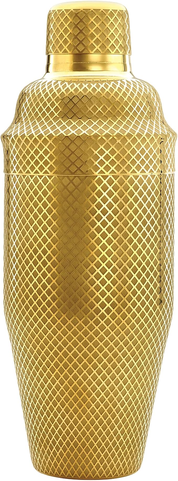 Barfly 3-Piece Diamond Lattice Etch Japanese Cocktail Shaker Set (24 Oz/700ml), Gold Plated