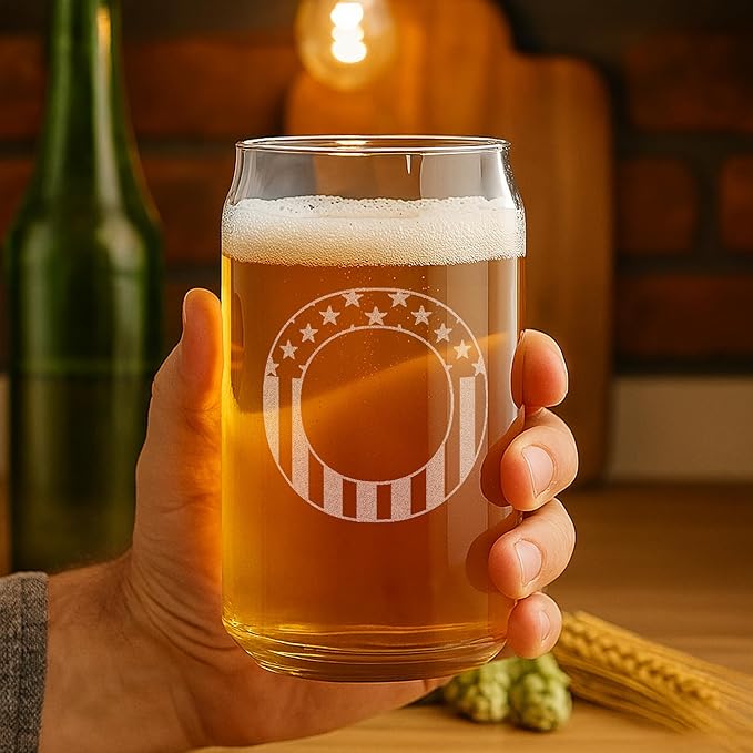 Monogram Beer Glasses for Men (A-Z) 16 oz - Beer Gifts for Men Brother Son Dad Neighbor - Unique Gifts for Him - Personalized Drinking Gift Beer Glass Mugs - Engraved Beer Can Glass (O)