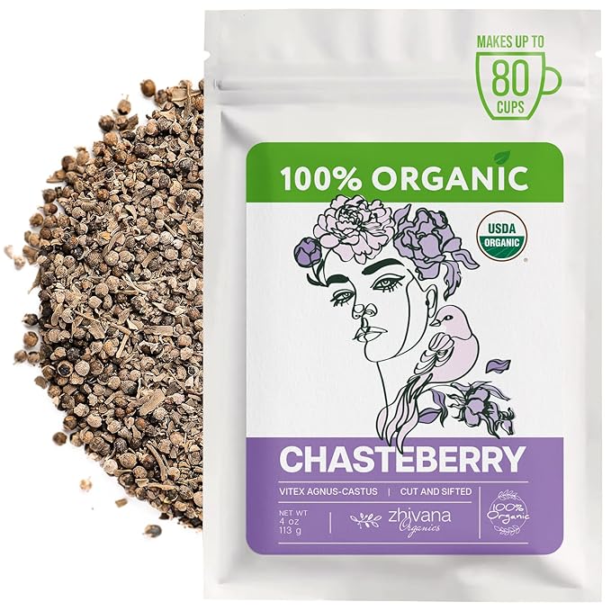 Organic Chasteberry Tea (4 oz.) – Vitex Agnus-cactus Herb - Chaste Berry Tea for Women’s Balance – Supports Hormonal Harmony, PMS & Cycle Comfort