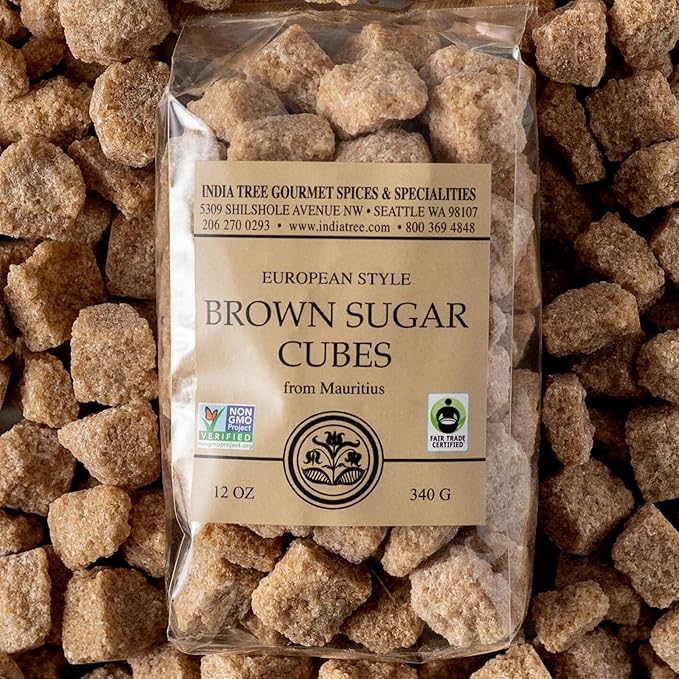 Pure Brown Sugar Cubes , All-Natural Gourmet Sweetener for Coffee, Tea, and Baking , 12 Oz Bag (Pack of 1)