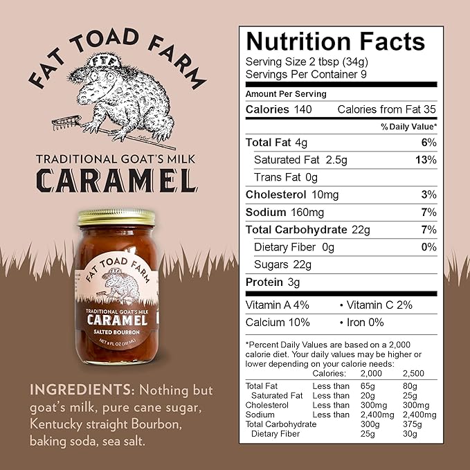 Fat Toad Farm Traditional Goat’s Milk Caramel Sauce, Salted Bourbon, 8fl oz Jar, 2-Pack, Cajeta, Gluten Free…