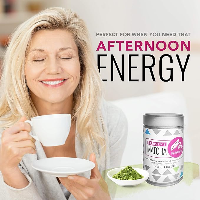 My Matcha Life (2.8oz) Barista's Premium 100% Japanese Matcha Vibrant Powder Smooth & Fresh Taste - Boost Energy, Focus, & Immune System - Vegan, Gluten Free - Lattes, Blended Drinks & Tea