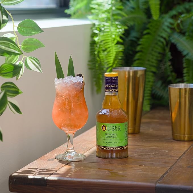 Liber & Co. Pineapple Gum Syrup - Craft Cocktail Mixer with 60% Pineapple Juice, Pure Cane Sugar & Gum Arabic - Essential for Pisco Punch, Jungle Birds & Tiki Cocktails - Makes 25 Drinks (12.7 oz)