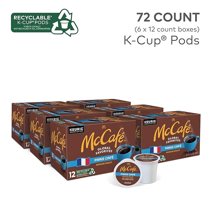 McCafe Paris Cafe, Single Serve Coffee Keurig K-Cup Pods, Medium Roast Coffee, 72 Count