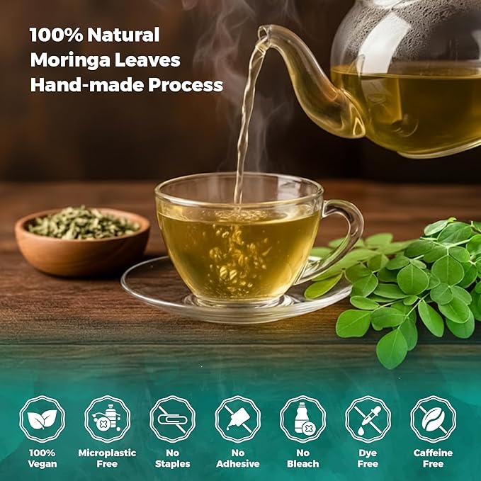 Lavitali, Moringa Leaves Tea Bags | 60 bags, 100% Pure Herbal Tea | Caffeine-Free, Eco-Friendly Filter Bags | Daily Natural Botanical, Hot or Iced Herbal Infusion