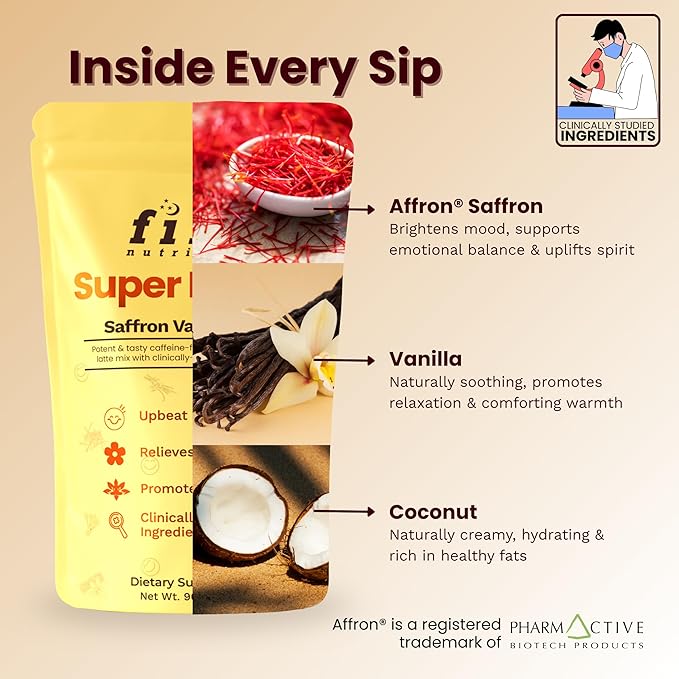 Super Happy – Mood & Emotional Wellness | Clinically Studied Saffron Superfood Latte Powder | Clean, Effective, Made in California