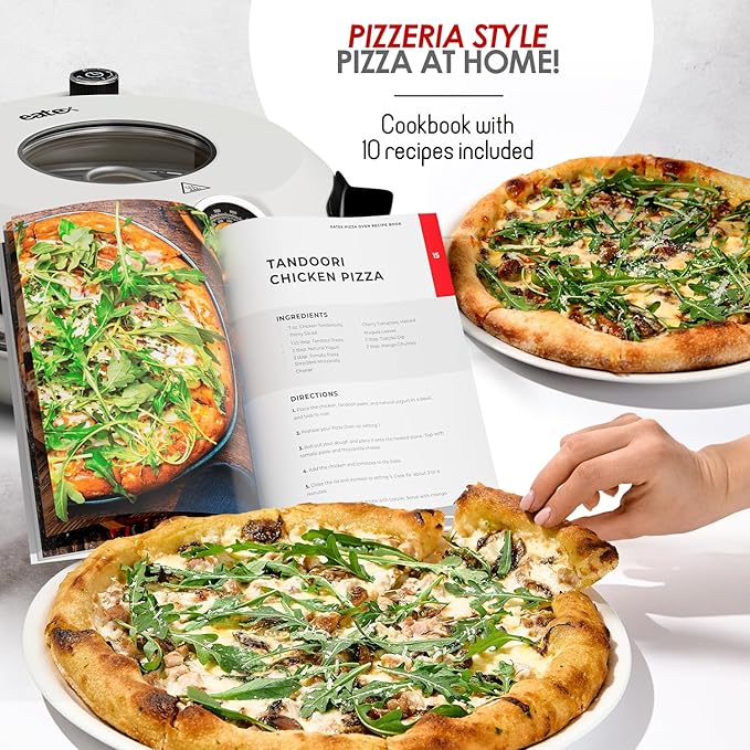 Eatex Electric Pizza Oven Indoor, 12 Inch Countertop Pizza Oven, Portable Stone Pizza Oven, Heats up to 790°F for Crispy Crust, Pizza Maker Machine for Home – Cream