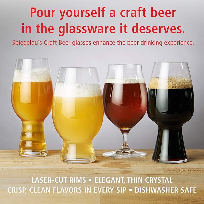 Spiegelau IPA Beer Glasses, European Made Drinking Glass for Craft Beers, Cocktails, Sodas, Iced Beverages, Smoothies, Milkshakes, Kitchen Glassware, Home Bar Accessories19.1 oz, Set of 6