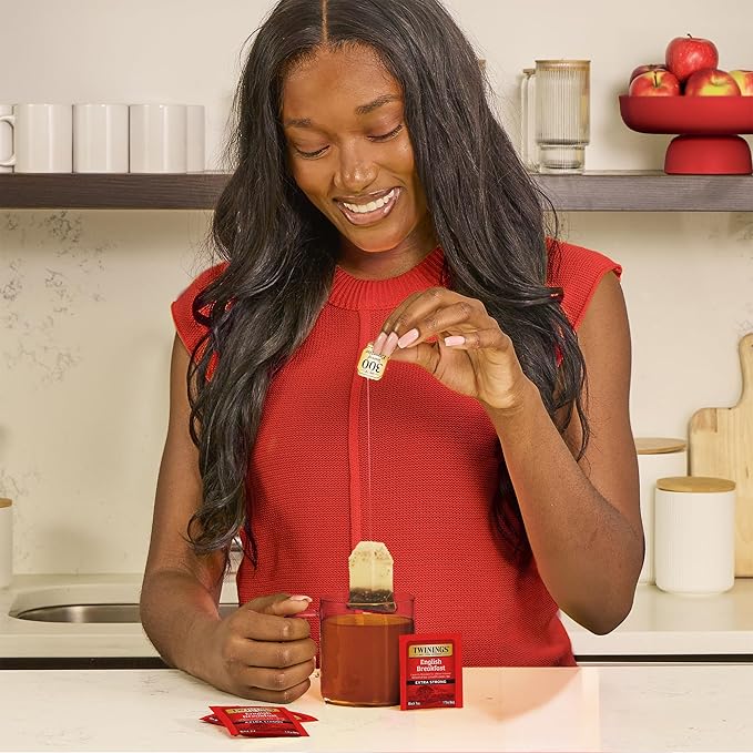 Twinings Extra Strong English Breakfast Black Tea Individually Wrapped Bags, 20 Count (Pack of 6), Robust, Caffeinated, Enjoy Hot or Iced, 120 Teabags