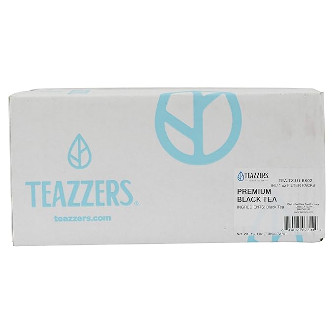 Teazzers Premium All-Natural Black Tea Bags – Great for Foodservice Commercial Ice Tea Brewers | Unsweetened USA-Made Bulk Green Tea for Restaurants, Cafés & Home Brewing (1 Ounce, 96 Count)