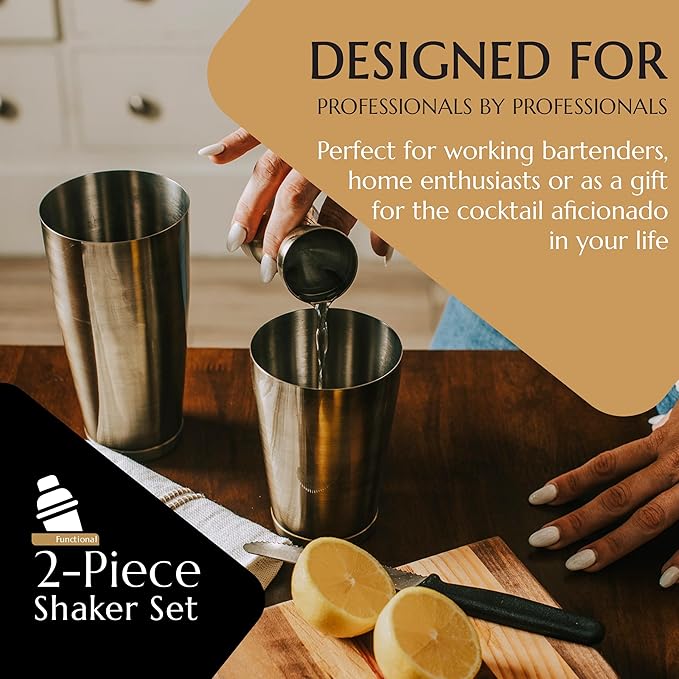 Bull in China 2-Piece Cocktail Shaker Solid Brass – 28 oz Weighted Shaker & 18oz Weighted Cheater Tin, Professional Grade Bar Shaker, Premium Cocktail Shaker Set for Professional & Home Bartenders