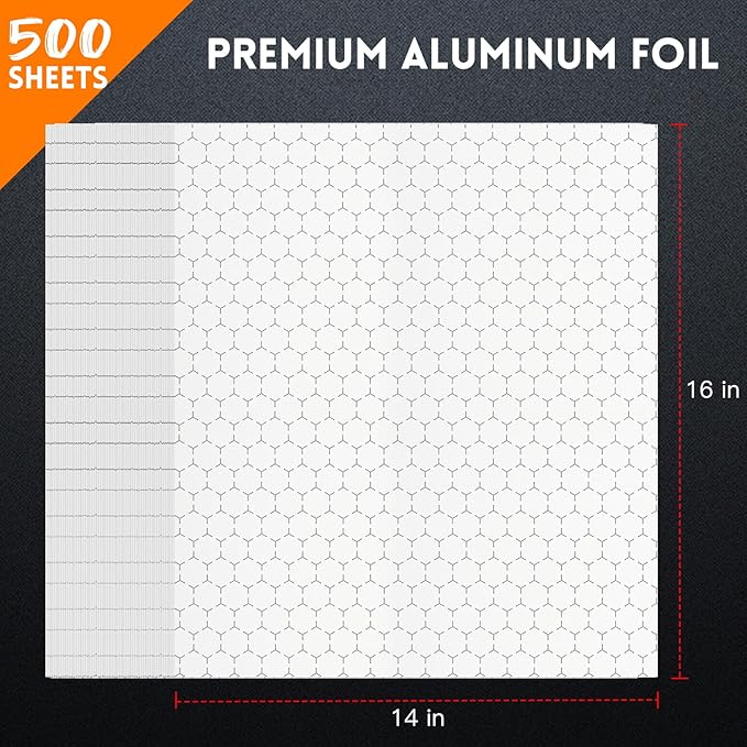 EcoDispose Pre-Cut Insulated Foil Sandwich Wrap Sheets for Hot Food, Grease-Resistant, 14 x 16 Inches, 500 PCS