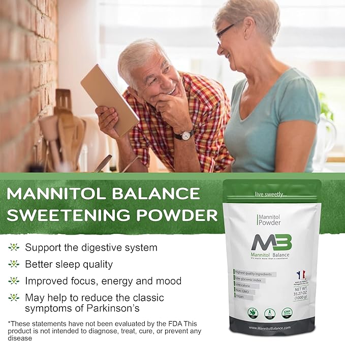 The Original Mannitol Balance - 1kg (2.2 lbs) Mannitol Powder - Natural Sugar Alternative Sweetener - Pure, Healthy, GMO-Free, Vegan - Low Calorie & Glycemic Index Supplemen