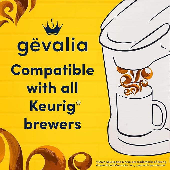 Gevalia Frothy 2-Step Artificially Flavored Caramel Macchiato Espresso Style K-Cup Coffee Pods & Froth Packets Kit, 6 ct Box