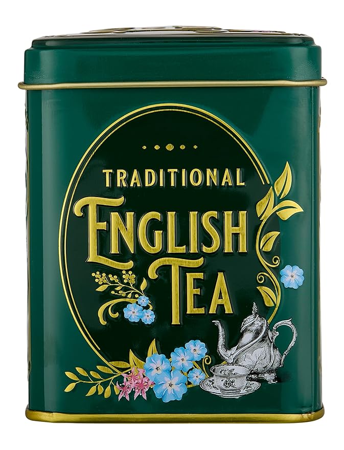 Vintage Victorian Bottle Green Tea Tin with 40 English Afternoon Teabags