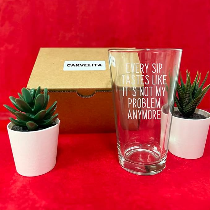Every Sip Premium 16 oz Beer Pint Glass, Laser Engraved Beer Pint for Retirement, Lead-Free Drinking Glass, Beer Lover Gift (Every Sip One Side FBA)