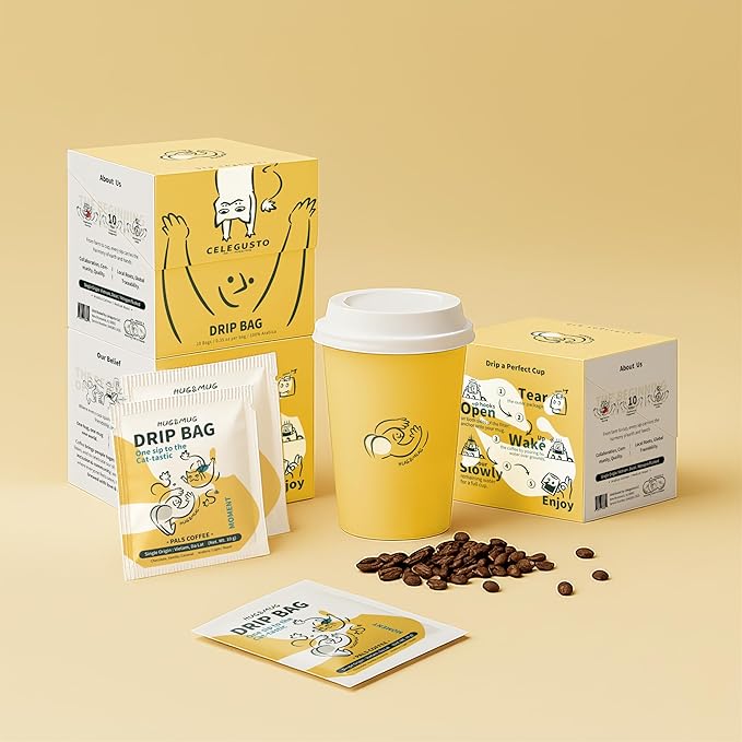 Celegusto Specialty Instant Drip Coffee – Single Serve Pour Over Packs – Medium Roast Arabica, Full Body, Smooth – No Machine Needed – Office Ready, Travel Friendly, Direct Trade