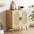 Storage Cabinet with Rattan Doors, Modern Farmhouse Coffee Bar Cabinet, Sideboard Buffet for Living Room, Entryway, Dining Room and Kitchen, Natural (Style one)