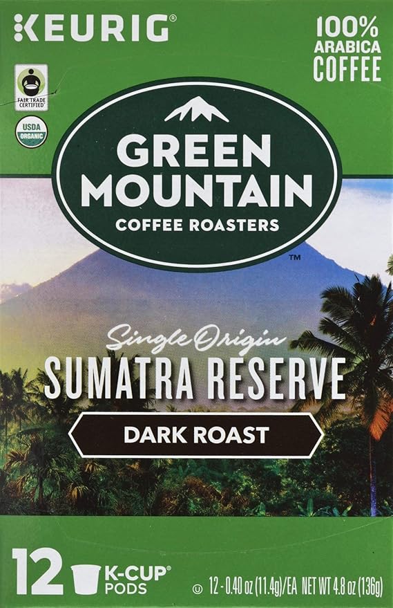 Green Mountain Coffee Roasters Sumatra Reserve Keurig Single-Serve K-Cup Pods, Dark Roast Coffee, 12 Count