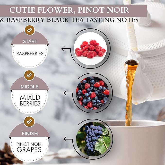 Organic Hibiscus Pinot Noir & Raspberry Black Tea I POWERFUL ANTIOXIDANTS I 12 Oz Berry Fruit Black Tea (150+ Cups) I 100% Real Ingredients | T SECRETEA, Cutie