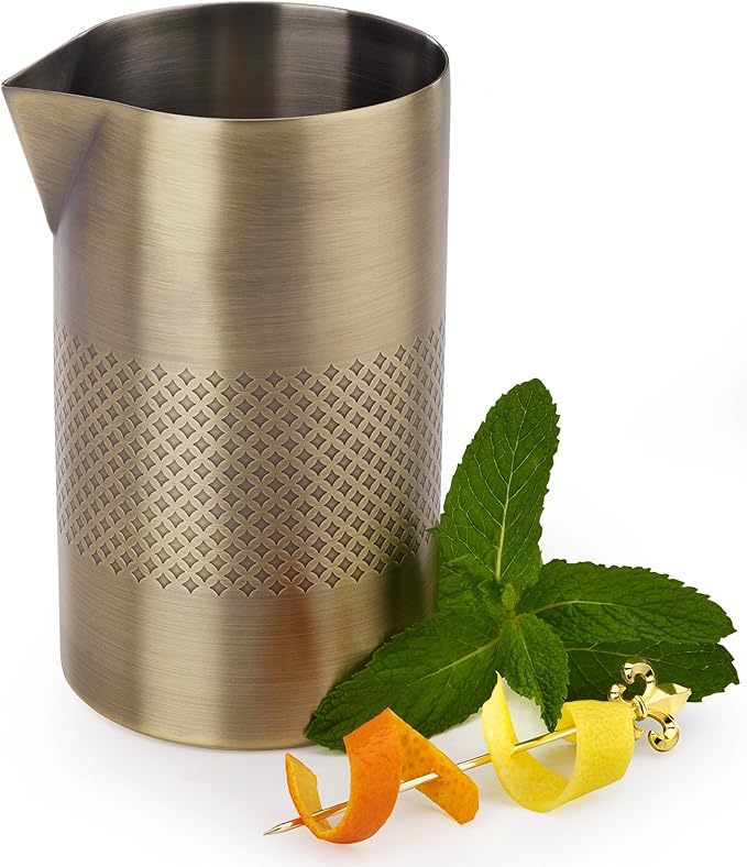 Barfly Double Wall Diamond Lattice Mixing Tin, Antique Gold