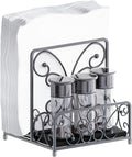 Napkin Holder – Metal Napkin Storage with Salt and Pepper Caddy (Shakers Not Included), Modern Napkin Dispenser for Table or Kitchen Countertop, Servilletero for Farmhouse Décor