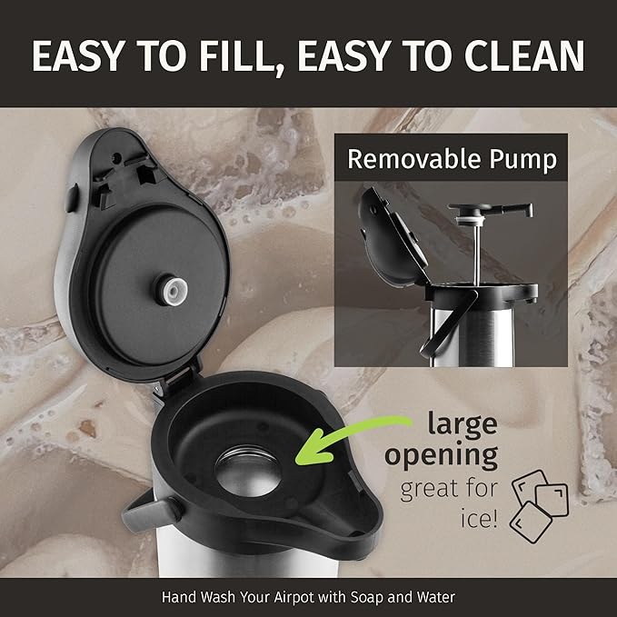 Cresimo Coffee Carafe with Pump - 102oz / 3L Airpot 12 Hours Large Hot Water Carafe, Cocoa Dispenser for Parties - Tea Flask, Insulated Stainless Steel Airpots for Hot Beverage Dispenser -Coffee Pump