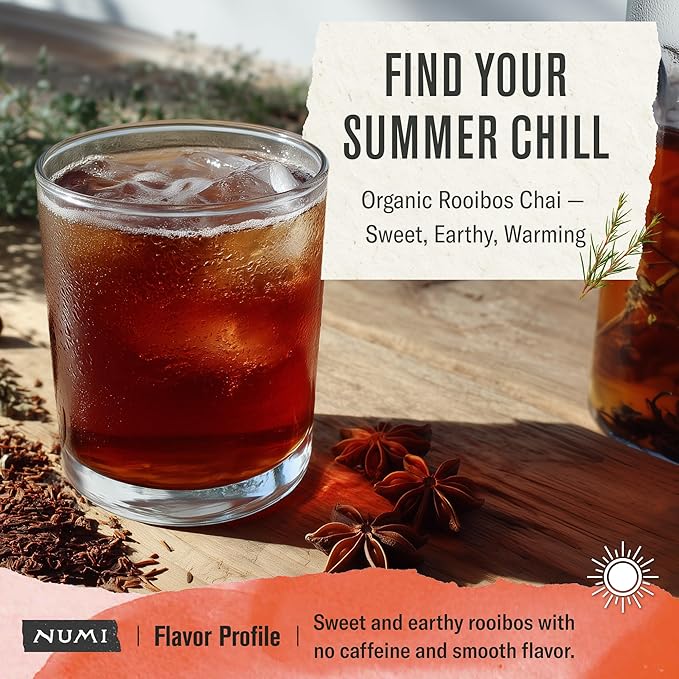 Numi Organic Rooibos Chai Tea Loose Leaf, Caffeine-Free Chai Tea with Spices, 16 oz Bulk Pouch, Herbal Tea, Smooth Bold Flavor Brews 200 Cups