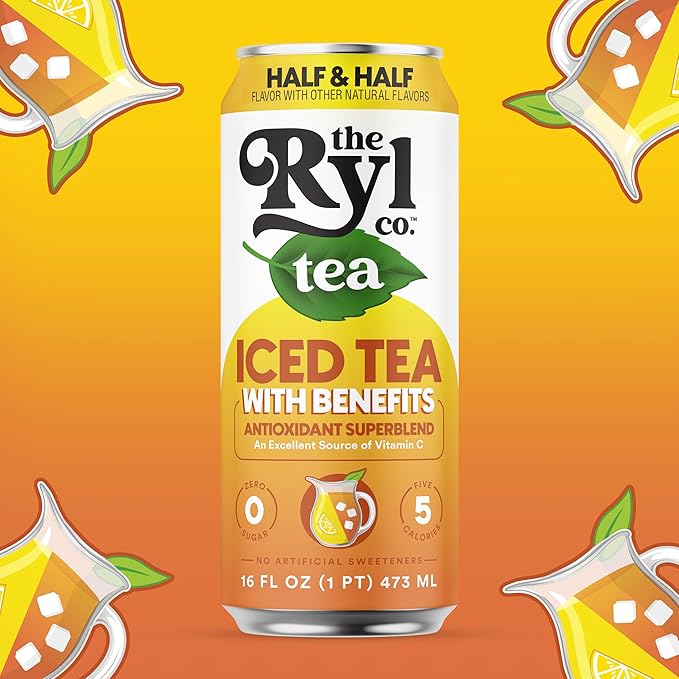 Ryl Iced Tea, Half & Half, Antioxidant Superblend, No Artificial Ingredients, 16.0 Fl Oz (12-Pack)