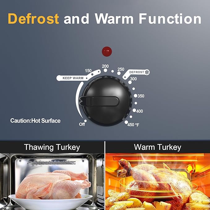 Sunvivi 26 Quart Electric Roaster Oven Turkey Roaster with Lid Electric Roasters with Removable Pan Large Roaster,Visible & Self-basting Lid, Fast Heating & Thaw/warming Setting,Dark Blue