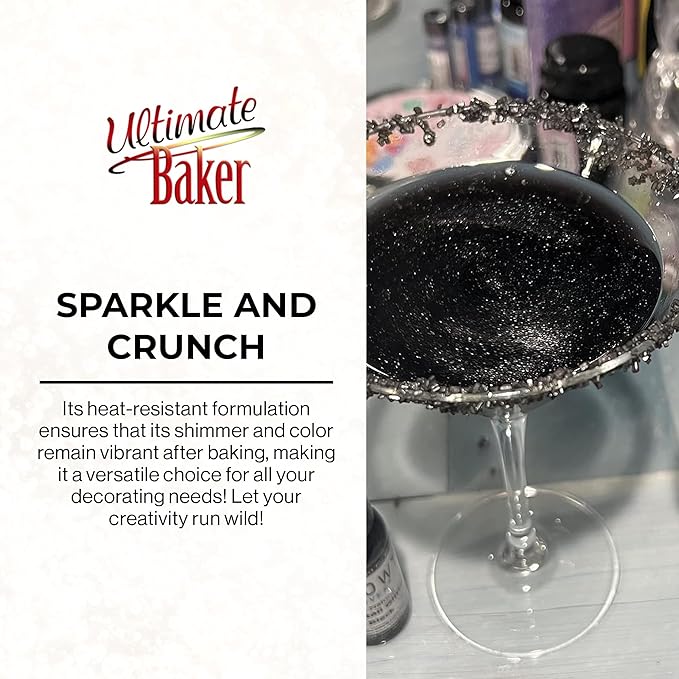 Ultimate Baker - Sanding Sugar, Black - Vibrant, Naturally Colored Baking & Decorating Sugar, Perfect for Sprinkling on Cakes, Desserts & Confections, Medium Crystal - 8oz