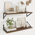 Axeman Deep Floating Shelves for Wall - 30 Inch Wide x 10 Inch Deep Floating Shelves Set of 2 -Walnut Wide Wall Shelves for Living Room Bathroom Bedroom