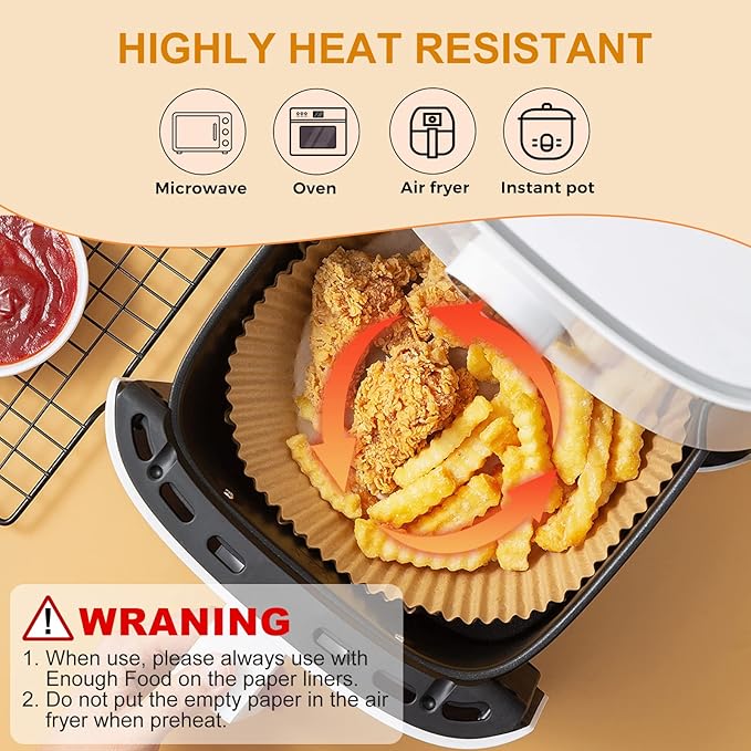 Vailnd Small Round Air Fryer Liners Disposable, 200 PCS 6.3" Air Fryer Paper Liners for Ninja AF101, Non-Stick and Oil Proof Baking Paper Liner for 2-4 qt Airfryer Basket