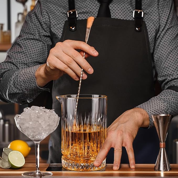 21oz Cocktail Mixing Glass Pitcher Set (6-Pack) - Lead-Free Hand Blown Barware with - Bartender Kit for Martini, Manhattan, Old Fashioned - Premium Wedding Anniversary Birthday Gift for Home Bar
