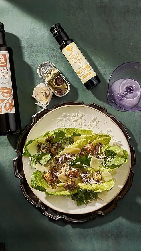 White Lemon Balsamic Vinegar - Gourmet Barrel Aged Infused Balsamic Vinegar - Great for Dressing Dipping Glazing - No Artificial Flavors or Added Sugar - Made in Texas (16.9 oz)