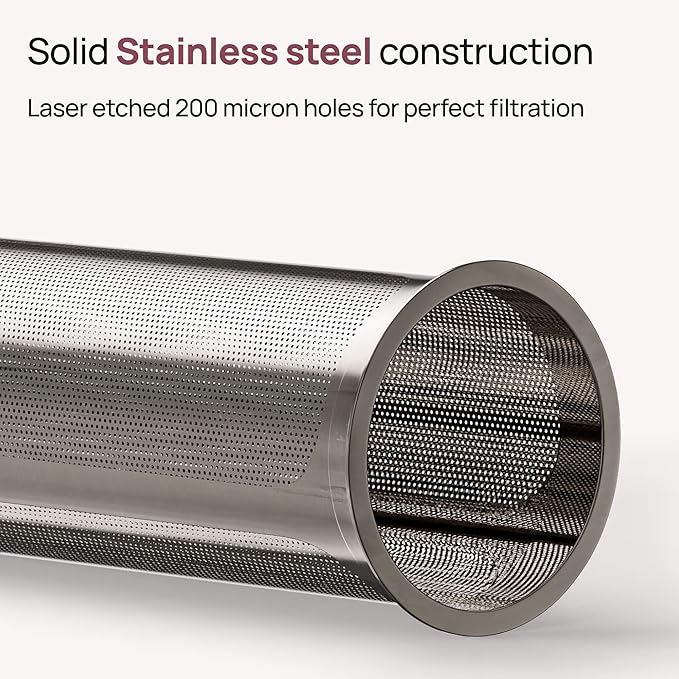 NitroPress Home Brew Kit - Stainless Steel Cold Brew Coffee & Tea Maker | Includes 200 Micron Filter Basket & Airtight Storage Cap | Perfect for Smooth, Fresh Cold Brew at Home