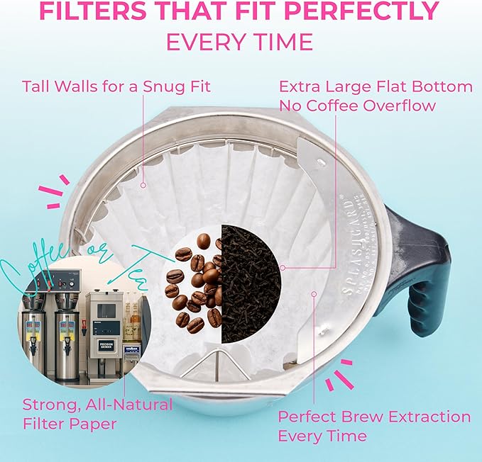 Katy's Extra Large Coffee Filters (12.5” x 4.5” Inch) For BUNN 1.5 to 3 Gallon Coffee & Tea Machines - Premium, Tall Walls, No Ground Overflow - Commercial Coffee Filters for Businesses (Bulk Pack)