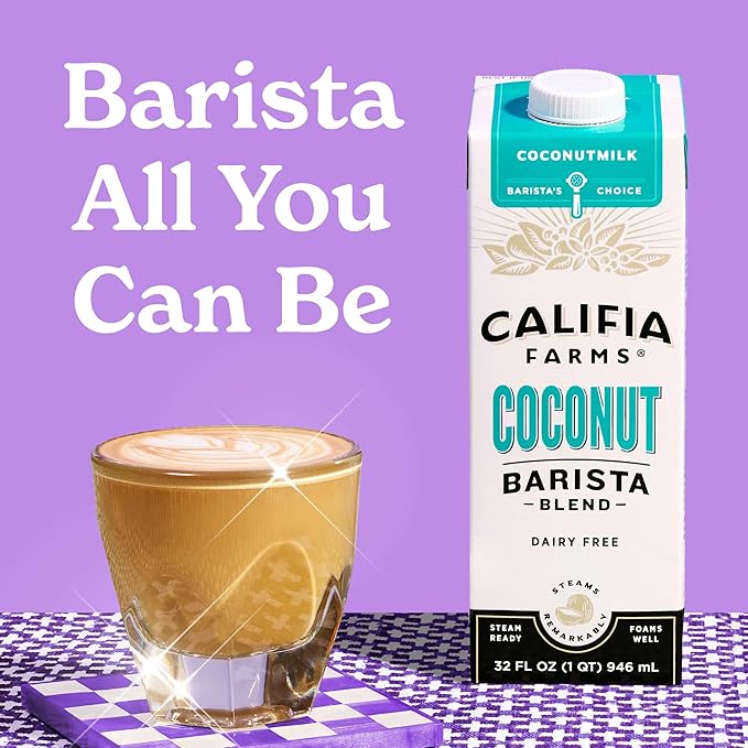 Califia Farms - Coconut Barista Blend Coconut Milk, 32 oz (Pack of 6), Shelf Stable, Dairy Free, Plant Based, Vegan, Gluten Free, Non GMO, Creamer
